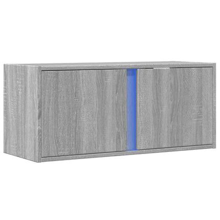 Väggmonterad tv-bänk LED grå sonoma 80x31x35 cm