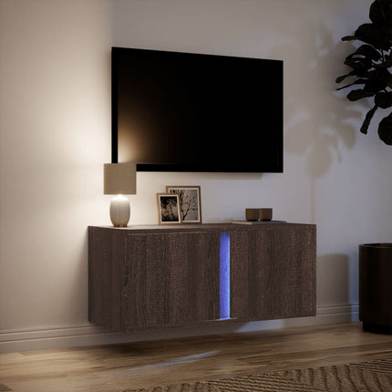 Väggmonterad tv-bänk LED brun ek 80x31x35 cm