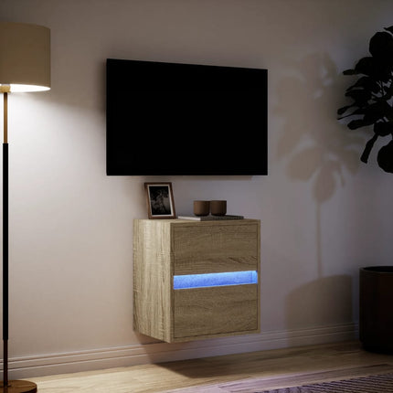 Väggmonterad tv-bänk LED sonoma-ek 41x31x45 cm