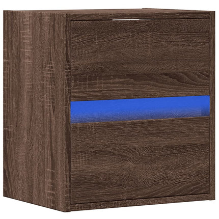 Väggmonterad tv-bänk LED brun ek 41x31x45 cm