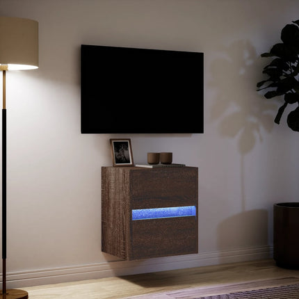 Väggmonterad tv-bänk LED brun ek 41x31x45 cm