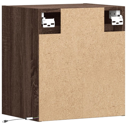 Väggmonterad tv-bänk LED brun ek 41x31x45 cm