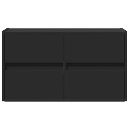 Väggmonterad tv-bänk LEDs svart 80x31x45 cm