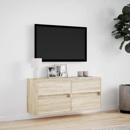 Väggmonterad tv-bänk LEDs sonoma-ek 100x31x45 cm