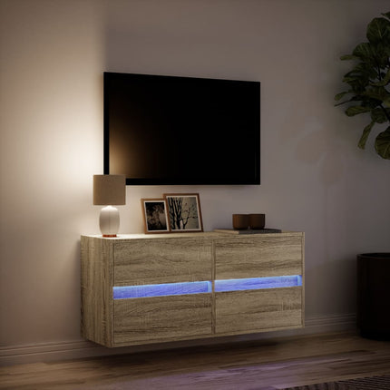 Väggmonterad tv-bänk LEDs sonoma-ek 100x31x45 cm