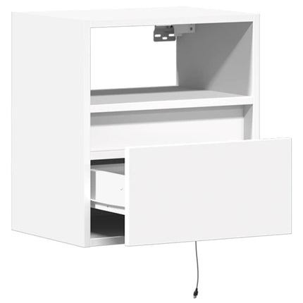 Väggmonterad tv-bänk LEDs vit 41x31x45 cm