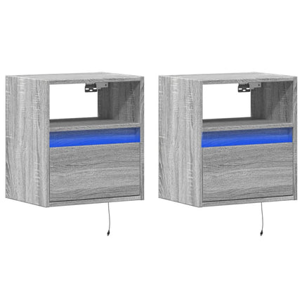 Väggmonterad tv-bänk LED 2 st grå sonoma 41x31x45 cm