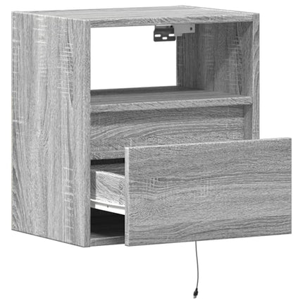 Väggmonterad tv-bänk LED 2 st grå sonoma 41x31x45 cm