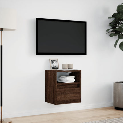 Väggmonterad tv-bänk LED brun ek 41x31x45 cm