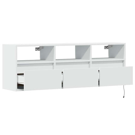 Väggmonterad tv-bänk LEDs vit 130x31x45 cm