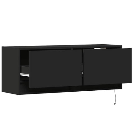 Väggmonterad tv-bänk LED svart 100x31x35 cm