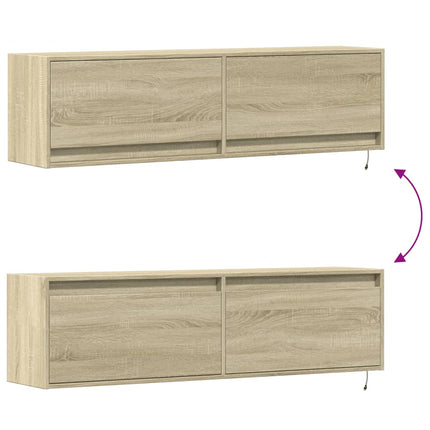 Väggmonterad tv-bänk LED sonoma-ek 140x31x38 cm