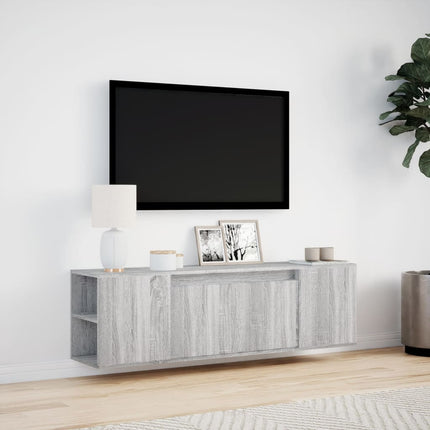 Väggmonterad tv-bänk LED grå sonoma 135x31x39,5 cm