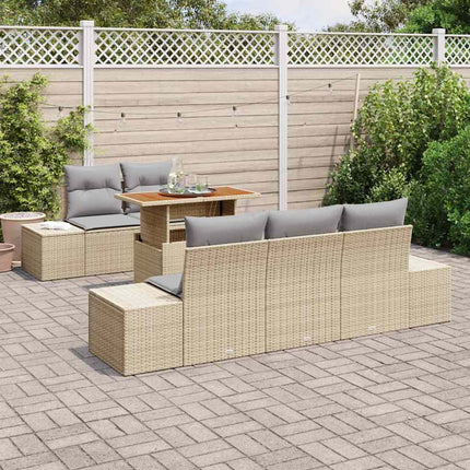 Trädgårdsmöbelset med kudde 6 pcs Beige och Grå
