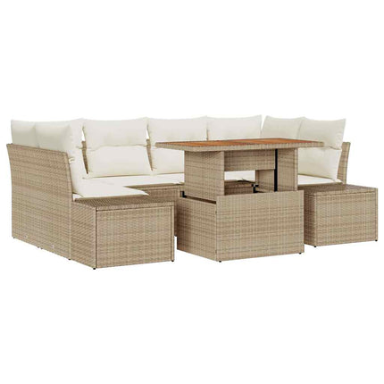 Trädgårdsoffset 7 st Beige och gräddfärgad