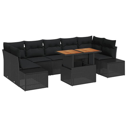 Trädgårdsmöbelset med kudde 8 pcs Svart och Brunt