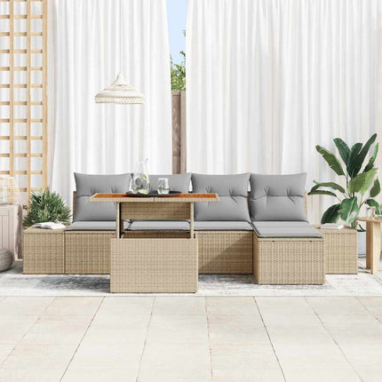 Trädgårdsmöbelset med kudde 6 pcs Beige och Grå