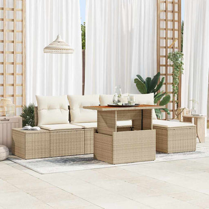 Trädgårdsoffset 6 pcs Beige och gräddfärgad