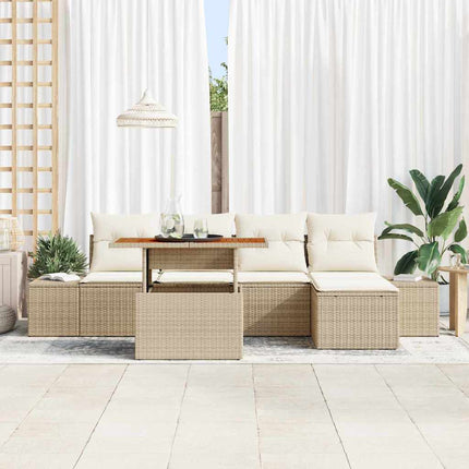 Trädgårdsoffset 6 pcs Beige och gräddfärgad