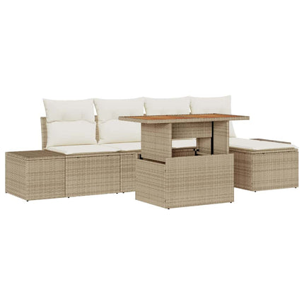 Trädgårdsoffset 6 pcs Beige och gräddfärgad