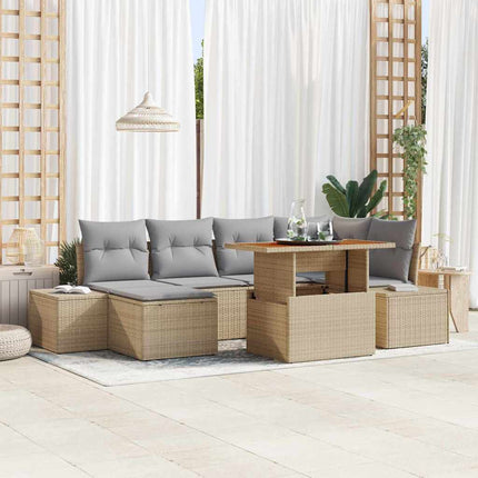 Trädgårdsoffset 7 pcs Beige och Grå