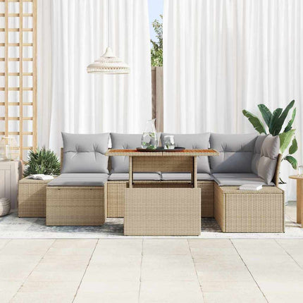 Trädgårdsoffset 7 pcs Beige och Grå