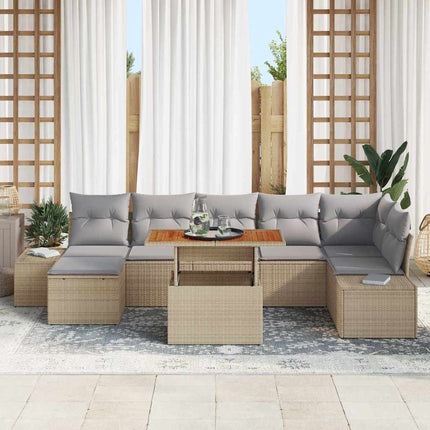 Trädgårdsoffset med kudde 8 pcs Beige och Grå