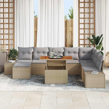 Trädgårdsoffset 9 pcs Beige och Grå