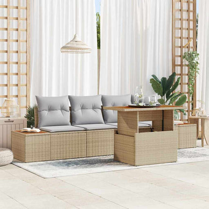 Trädgårdsmöbelset med kudde 5 pcs Beige och Grå