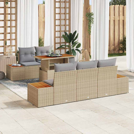 Trädgårdsmöbelset med kudde 6 pcs Beige och Grå