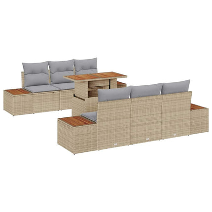 Trädgårdsmöbelset med kudde 7 pcs Beige och Grå