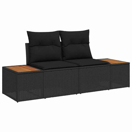 Trädgårdsoffset med kudde 8 pcs Svart Poly rattan