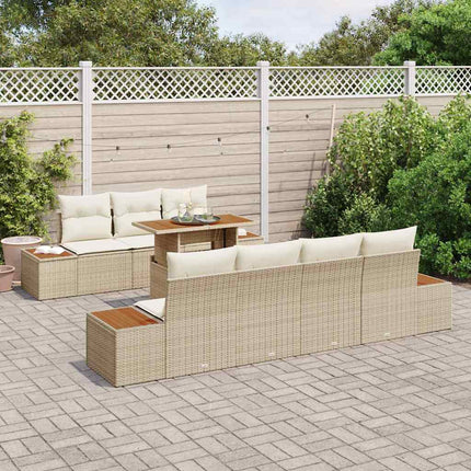 Trädgårdsoffset 8 st Beige Poly rattan