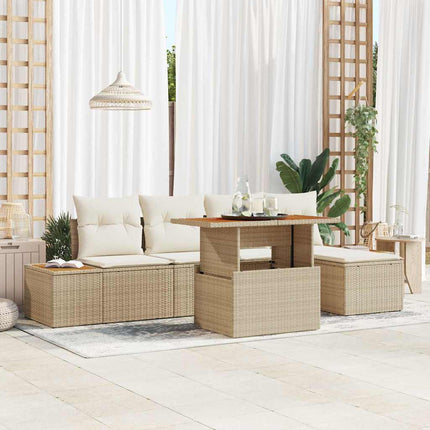 Trädgårdsoffset 6 pcs Beige och gräddfärgad