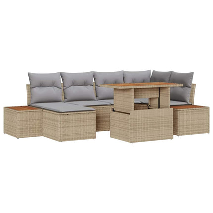 Trädgårdsoffset 7 pcs Beige och Grå