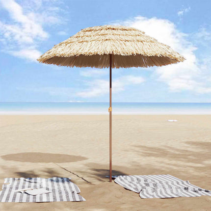 Badparasol Naturfärg 160 x 160 x 196 cm Polyester och Stål