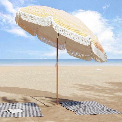 Badparasol Gul och Vit 205 x 205 x 210 cm Polyester och Stål