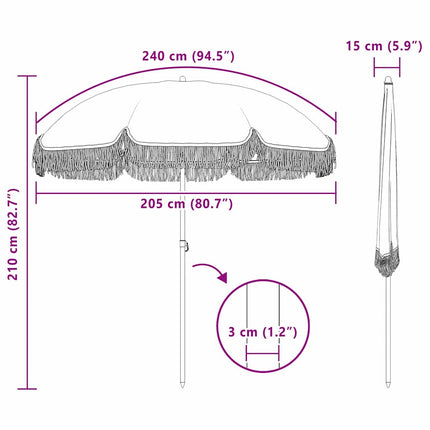 Badparasol Grå och Vit 205 x 205 x 210 cm Polyester och Stål