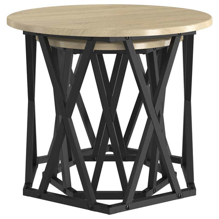 Sidobord 2 pcs Sonoma-ek Konstruerat trä och stål