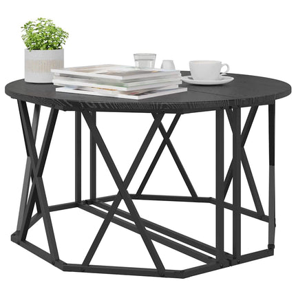 Kaffeebord Svart Ek 80 x 80 x 42 cm Konstruerat trä och stål