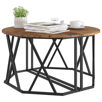 Kaffeebord Gammalt trä 80 x 80 x 42 cm Konstruerat trä och stål