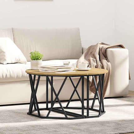 Kaffeebord Artisan Ek 80 x 80 x 42 cm Konstruerat trä och stål