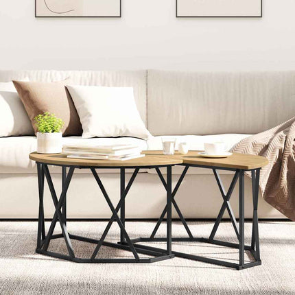 Kaffeebord Artisan Ek 80 x 80 x 42 cm Konstruerat trä och stål