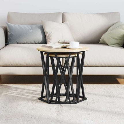 Kaffeebord 2 pcs Sonoma-ek Konstruerat trä och stål