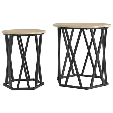 Kaffeebord 2 pcs Sonoma-ek Konstruerat trä och stål