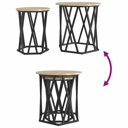 Kaffeebord 2 pcs Sonoma-ek Konstruerat trä och stål