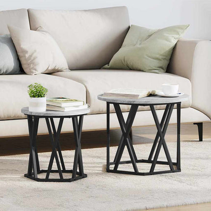 Kaffeebord 2 pcs Grå Sonoma Konstruerat trä och stål