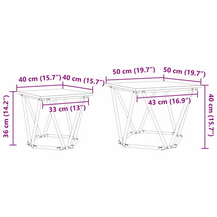Sidobordsset 2 pcs Rökt ek Konstruerat trä och stål
