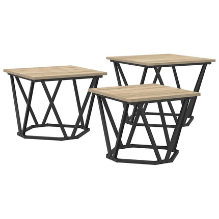 Kaffeebord 3 st Sonoma-ek 50 x 50 x 40 cm