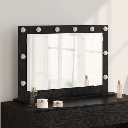 Smink Spegel Svart Ek 80 x 15 x 18 cm Glas och konstruerat trä